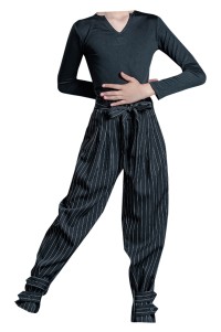 A large number of customized dance test suits Design striped pants children's competition Latin dance suits Dance suit uniform shop SKDO002 45 degree